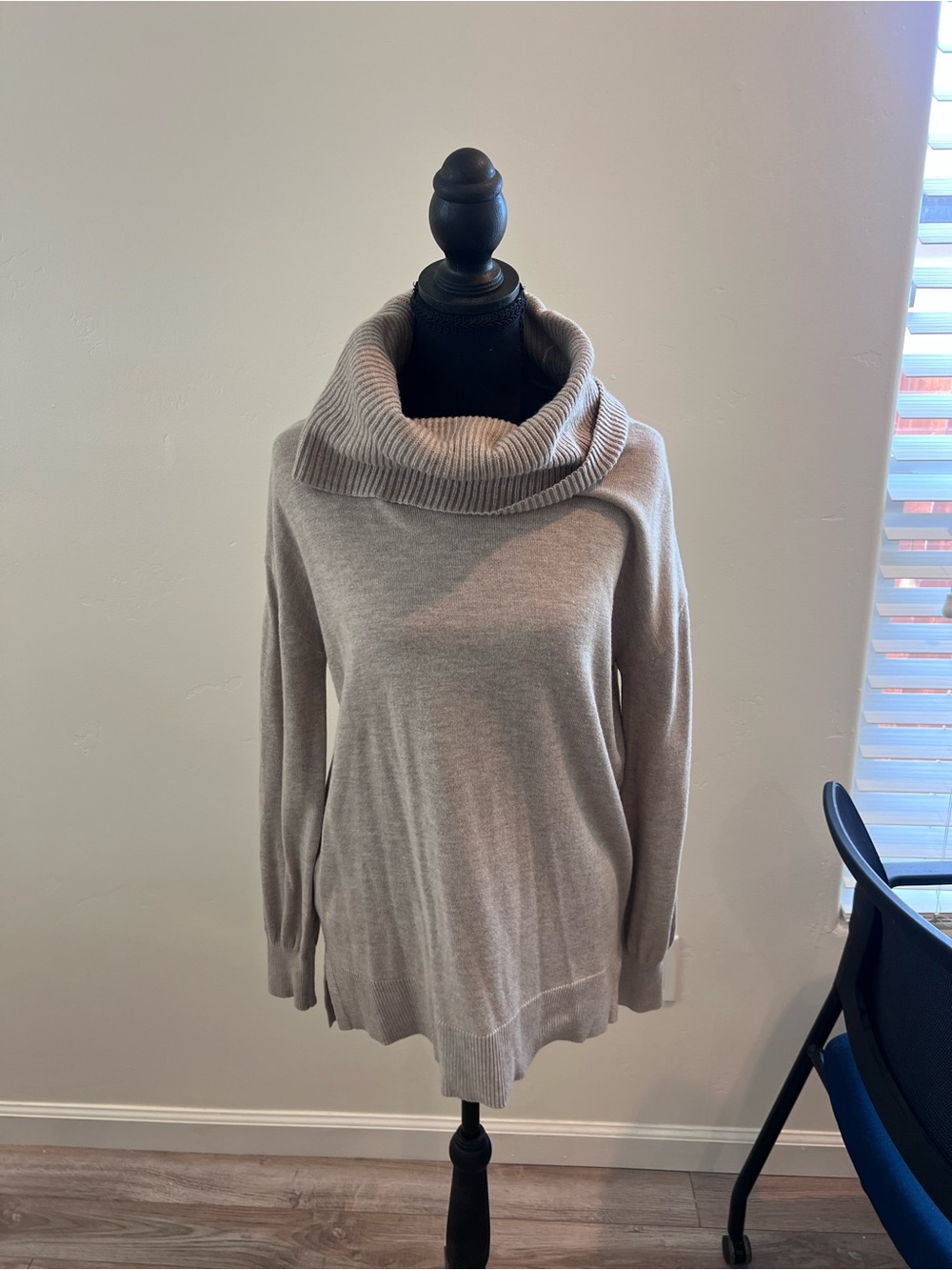 LOFT Taupe Cowl Neck Sweater